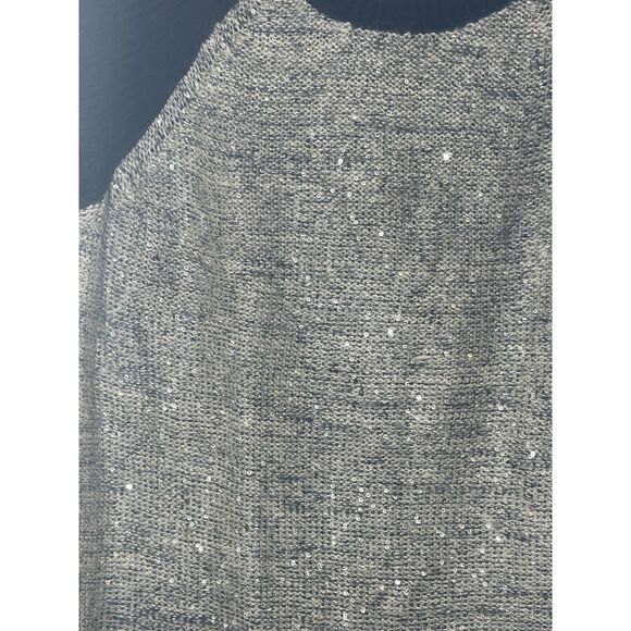 Style & Co Gray/Black Shimmer Sweater Dress Short Pockets Cotton Blen Knit L NEW - Picture 6 of 10